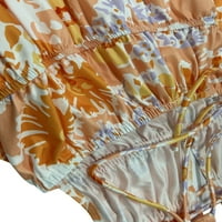 Жени флорални печат мини рокля дълбока деколтета за без ръкави за беззаконие за беззаконие A-Line Swing Sundress