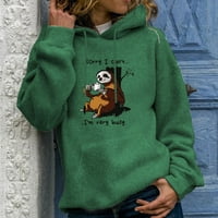 Качулки за жени пуловер Графична зимна жена ежедневни върхове с дълъг ръкав дами печат пуловер суичър блуза зелена xxxl