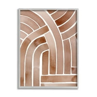 Ступел индустрии абстрактни Закръглени ивици линии Кафяв акварел дизайн живопис сива рамка изкуство печат стена изкуство, дизайн от Грейс Поп