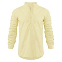 Поло ризи За Мъже дизайнер Пролет Лято Мъжки ежедневни памук бельо Плътен цвят ризи с дълъг ръкав хлабав Стойка яка ризи