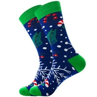 Dyfzdhu коледни чорапи за мъже Есента зима Дядо Коледа снежинка от печат средна тръба чорапи памучен екипаж чорапи