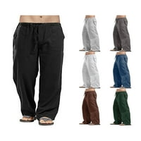Дамски панталони шнур, лято ластик плътен цвят хлабав Салон панталони с джобове