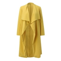 Топла есен зима универсален разхлабен ежедневен ревел дълъг ръкав окоп женско палто цип жълто l