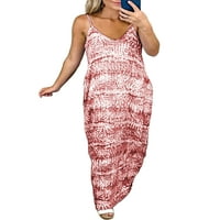 Luxplum дамски летен плаж sundress v шия рокля спагети каишки дълги макси рокли секси празнично вино червено 2xl