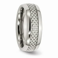 Бяла пръстенна лента от неръждаема стомана сватба сиви въглеродни влакна