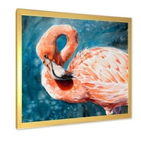 Дизайнарт 'розови фламинго влюбени птици в синя вода' къща в рамка Арт Принт