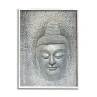 Ступел Индъстрис пластове Буда духовни думи скрипт Ом Шанти мантра графично изкуство бяла рамка изкуство печат стена изкуство, дизайн от графити Студия
