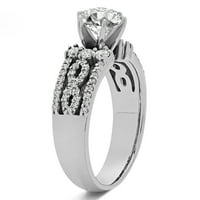 Годежен пръстен: годежен пръстен с диаманти и моасанит център в 10к Бяло Злато