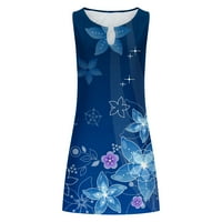Рокли за жени ежедневни летни Флорални печатни резервоар рокля без ръкави кухи вън хлабав Плаж къси мини сарафани