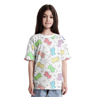 Динозавър коледен класически шаблон Cool Crewneck Тениска Unise Unise с къси ръкави TOE TOE 6- години деца тениски за момче момиче до размер xl