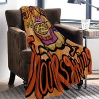 Kiskick Shaggy Halloween одеяло - супер меко и удобно, с тиквен модел, идеален за спалня и хол, ежедневна употреба