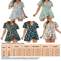 Paille Ladies A-Line Ruffle Hem Dress Summer Beach Floral Daily Wear Sundress v Neck Holiday Ressions