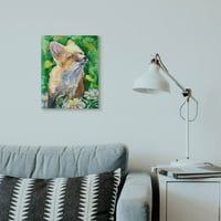 Ступел индустрии Сладък за животните оранжев зелен акварел живопис платно стена изкуство от Георги Дяченко