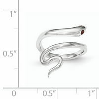Красива стерлингов сребърен ридий-слой змия w синтетичен пръстен за рубинен пръст