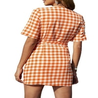 Дамски къси мини рокли Ръкав Сарафово туника тениска рокля ежедневни нередовен Плаж оранжев 2хл
