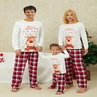 wsevypo Коледа съвпадащи семейни пижама комплекти лосове върхове за печат + панталони на кари
