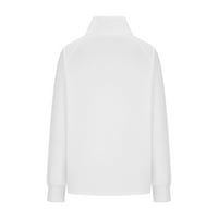 Tuphregyow женски развлечения с дълъг ръкав с цип кардиган клирънс солидна мода с джобове Външни дрехи Slim Office Soft Cardigans Trendy Active Fit White XL