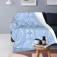 Мандала руно фланелно хвърляне на одеяло изкуство дизайн крал пълен размер за диван за легло диван супер мек лек всички сезони топло