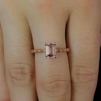 Ограничено време за продажба 7x изумруд Cut 1. Карат истински и морганит и диамантен мосанит годежен пръстен с 18K златно покритие