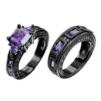 Rong Yun Fashion Rings Purple Gemstone Cut Пръстени Кубици Циркония пръстени Лейди Модна сватбена годежна лента пръстен булчински комплекти лъскава сватба черно f