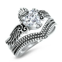 Неговият и нейният сватбен комплект трио съвпадащи двойки пръстени стерлинги сребърен титан 9