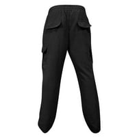 Летни прочиствания Мъжки панталони отзад в училище модни летни мъжки разхлабени теглене на много джобни твърди прави панталони товарни панталони черни xl