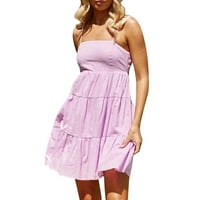 Дамски Рокли Дамски летни мини рокля ежедневни Бохо Без ръкави Спагети каишка поточни диференцирани къси плажни слънчеви рокли рокли за жени