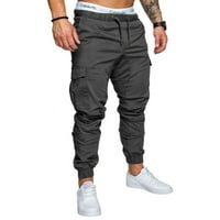 Незабавна отстъпка！ Himiway Cargo Pants for Men Men's Casual Workwear Multi-Pocket Tropers Спортни панталони за теглене тъмно сиво xxxxl