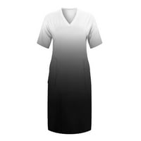 Рокли за жени в Деколте с щампа с къс ръкав мини рокля тъмно сиво Ксл