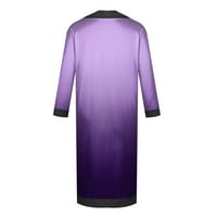 Жени жилетка стабилно облекло Женски моден ежедневен дълъг ръкав градиент принт с дълъг яке Кардиган палто лилаво xl