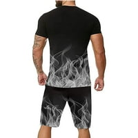 Мъжки 3D цифров печат на печатния костюм с къси ръкави и къси панталони от две части за джогинг спортни ризи къси панталони