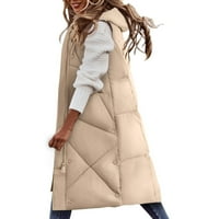 Зимно палто за жени топло джобно палто с качулка дълго яке зима надолу парка бежово xl