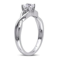 Женският карат на миабела Т. Г. В. създаде бял сапфир и диамантен акцент 3-каменен Инфинити годежен пръстен в Стерлингово Сребро