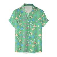 Мъже Градиент Ризи Флорални Печатни Къс Ръкав Пролет Ежедневни Лято Хлабав Мода Топ Блуза Ризи Офис Бизнес