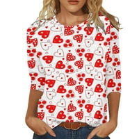 Забавни тениски за жени обичат сърце отпечатано о-деколтета с дълъг ръкав топ блуза улични дрехи тениски за жена