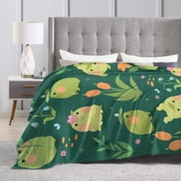Карикатурни цветя жаби шаблони за хвърляне на одеяло, леко уютно меко одеяло за хвърляне на дивана, 80 x60 хвърлете одеяла за леглото