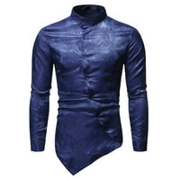 Мъжки Зимни якета зимни палта за мъже мъжки модни ежедневни нередовни подгъва риза ежедневни дълъг ръкав бутон Стойка яка тъмна ивица риза блуза клирънс