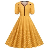 Летни рокли за жени ежедневни полка точка къс ръкав 1950-те Домакиня вечерно парти абитуриентски пайети рокля за жени