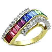 Женски златни пръстени Двуцветни IP златен пръстен от неръждаема стомана с кристал от най-висок клас в многоцветен TK1575