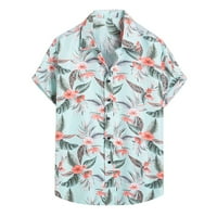 Оалиро мъжки хавайски ризи с къси ръкави сделки Мъжки мъже ежедневни копчета плаж флорален принт Превръщане на риза с къс ръкав блуза блуза