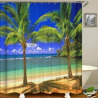 Тропичен райски плаж палмово дърво завеса за душ декоративна тъкан завеса за баня с куки 72 72