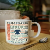 FL OZ Oz Ceramic Mug, Philadelphia, Pennsylvania, Типография с Boxer Silhouett