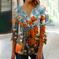 Fragarn женски ежедневен ръкав туника върши флорални двойни слоеве блузи свободни прилепнали плинени мрежести ризи