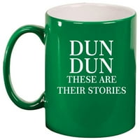 Дън Дън това са техните истории керамична чаша за кафе чаша чай подарък за нея, него, Жени, Мъже, Сестра, Брат, мама, татко, Рожден ден, шеф, домакинство, Смешно, престъпление шоу, мистерия убийство