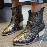 Заострени жени серпентина къси неплъзгащи токчета обувки високи ботуши цип пръсти Мода Дамски ботуши