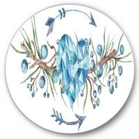Дизайнарт' свежа племенна винетка див горски венец дизайн на бял втори ' традиционен кръг метална стена арт-диск от 23