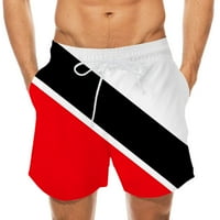 Jsaierl Beach Shorts for Men Небрежно лятна еластична талия 3D отпечатани райета цветни къси панталони Плажни къси панталони