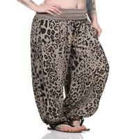 Noilla дамски палацо панталон с висока талия харем панталони леопардови щампи дъна жени свободни панталони широк крак khaki xs