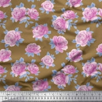 Soimoi Velvet Fabric Honeycomb Design, листа и розова флорална печат на тъкан край двора