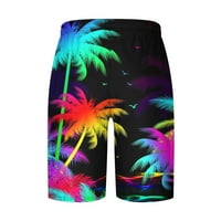 Мъжки хавайски плажни къси панталони Графичен печат на талия на талията ежедневни летни къси панталони с джоб черен размер 2xl